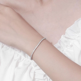 Simple Sterling Silver Bracelet Full Of Diamond Girl Girlfriends Birthday Gift 