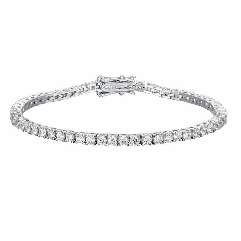 Simple Sterling Silver Bracelet Full Of Diamond Girl Girlfriends Birthday Gift