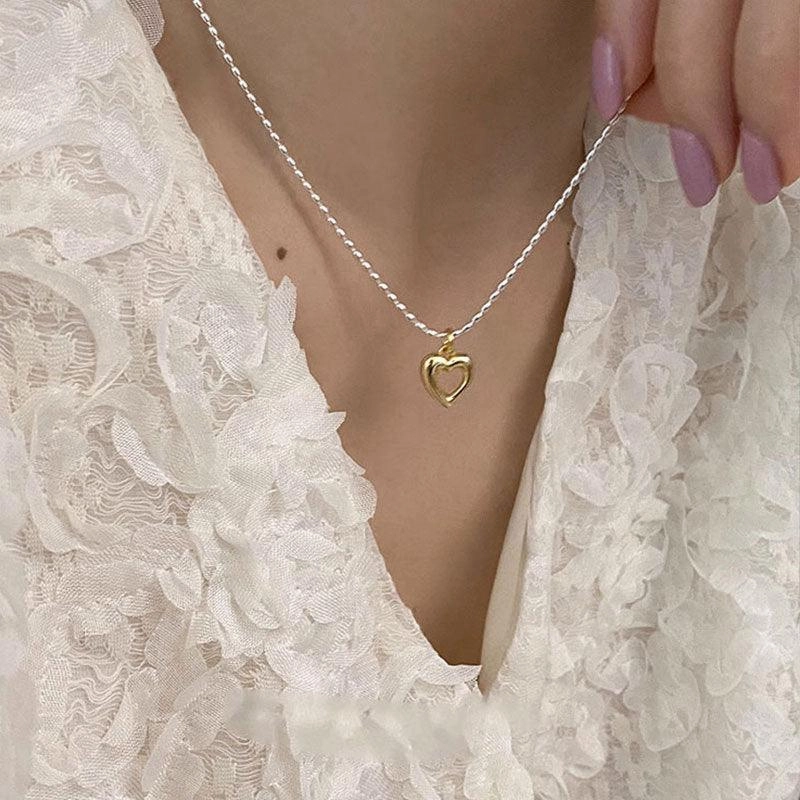 Simple Sterling Silver Niche Design Sentimental Heart Necklace