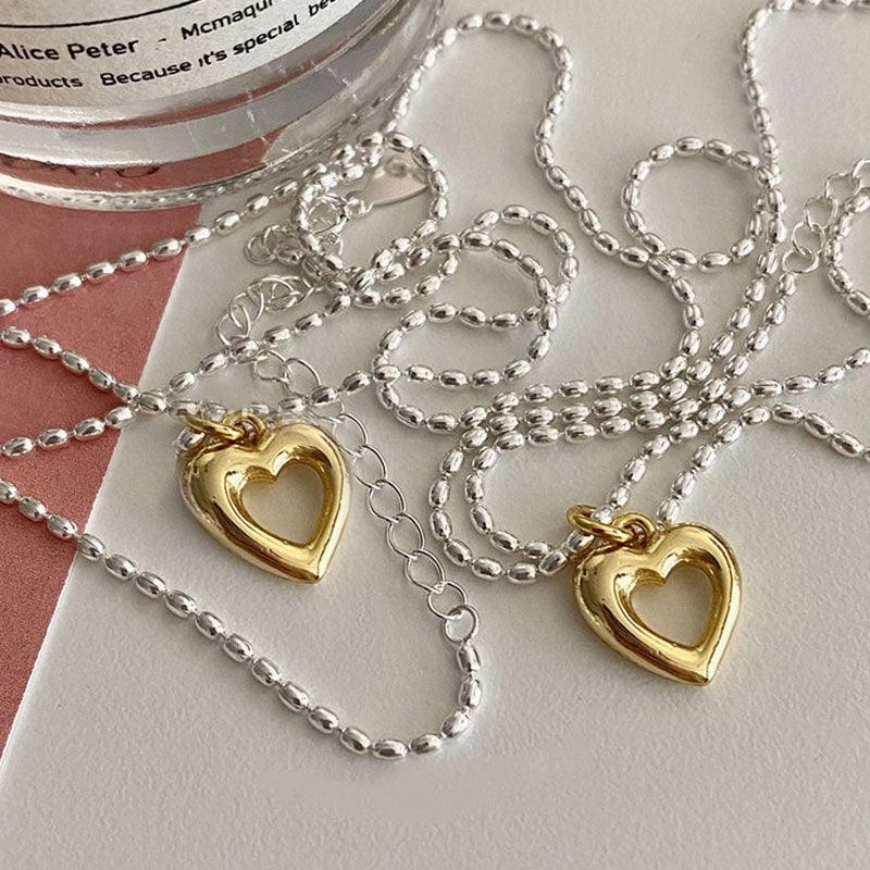 Simple Sterling Silver Niche Design Sentimental Heart Necklace