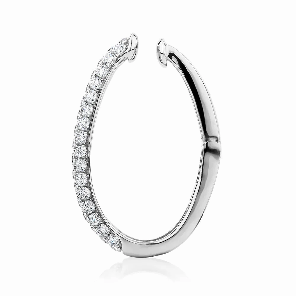 Single earring cuff with 0.49 carats* of diamond simulants in 10 carat white gold and sterling silver