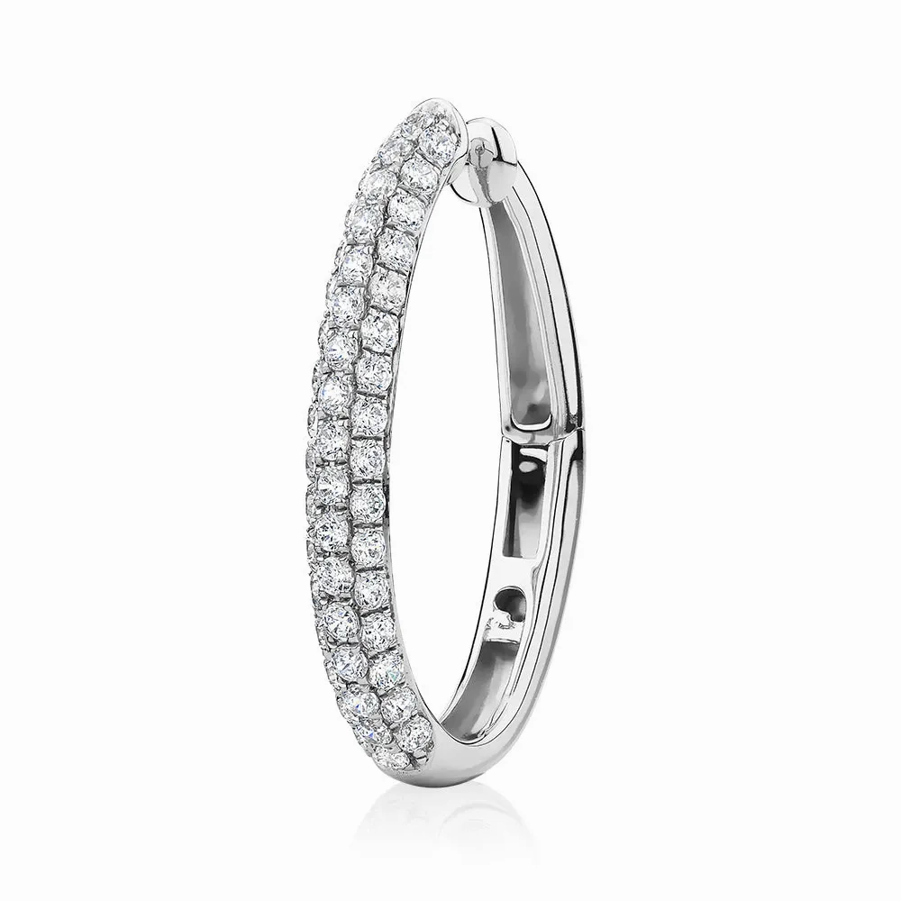 Single earring cuff with 0.49 carats* of diamond simulants in 10 carat white gold and sterling silver