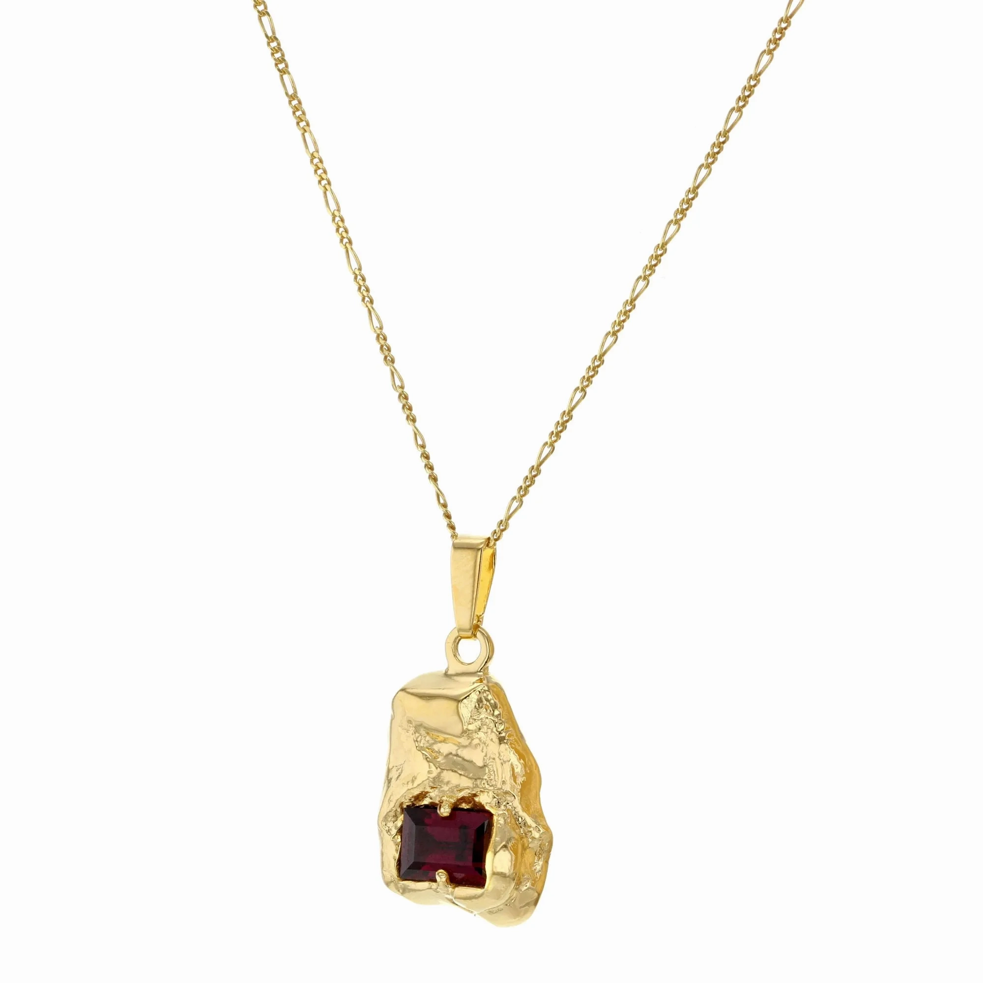 Single Entity Gold Plated Necklace w. Red Zirconia