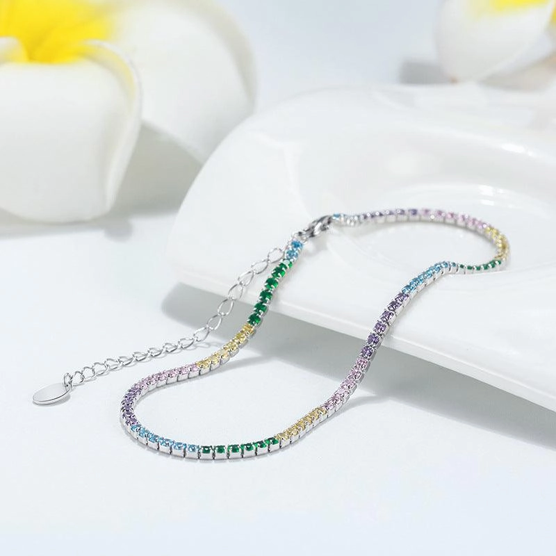 Single Row Tennis Full Zirconium Anklet