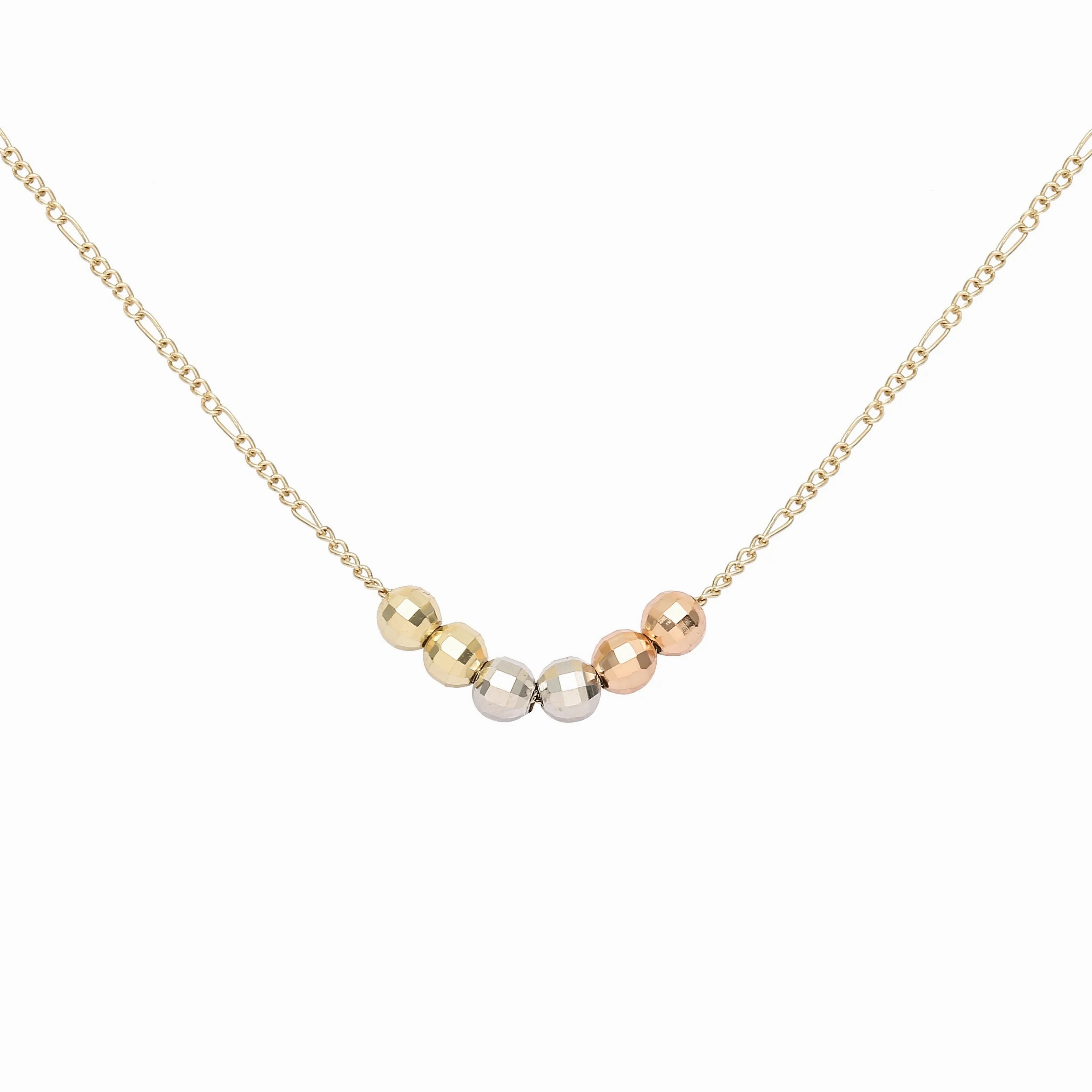 Six beads necklaces plated in 14K Gold, Rose Gold, three tone