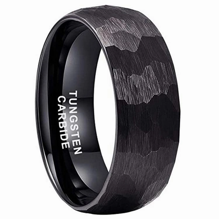 Size 6to13 Men's Hammer Pattern Tungsten Steel Ring 