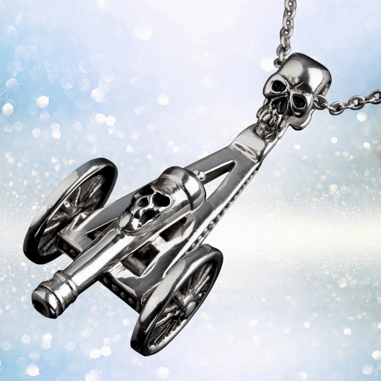 Skull Cannon Steel Pendant