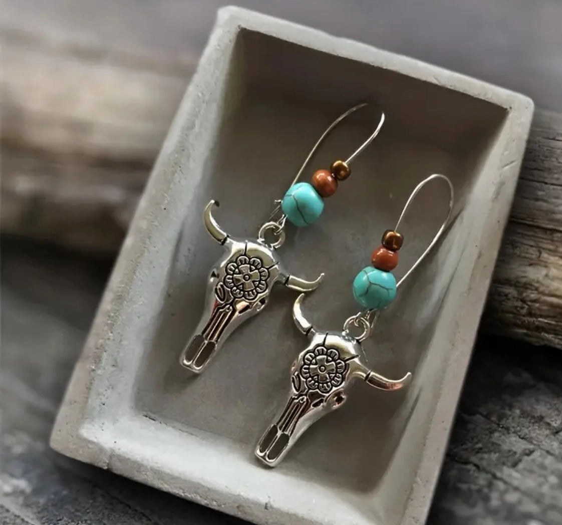 Skull Dangle Earrings texture-rose-gold  