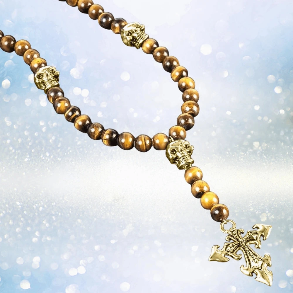 Skull Tiger Eye Rosary