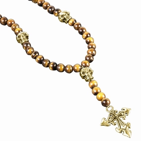 Skull Tiger Eye Rosary 