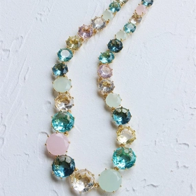 Sky Blue Multi-colored Diamond Wedding Temperament Long Necklace 