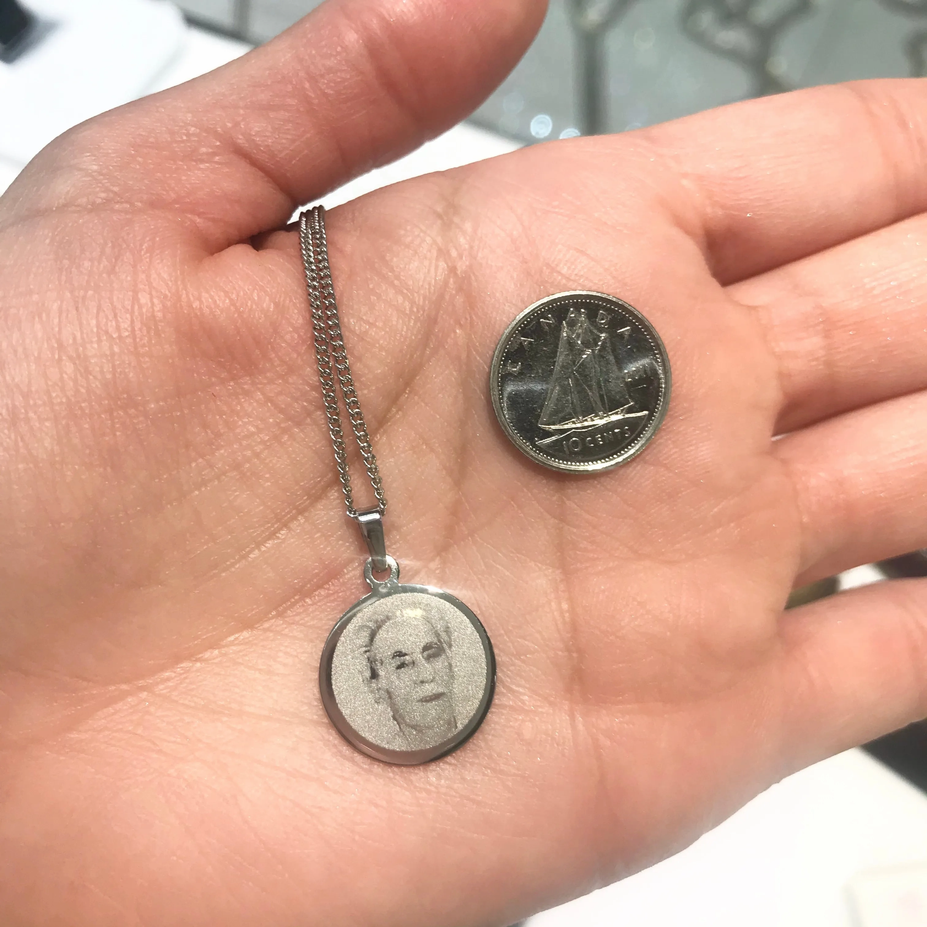 Small Circle Necklace - Photo Engraving