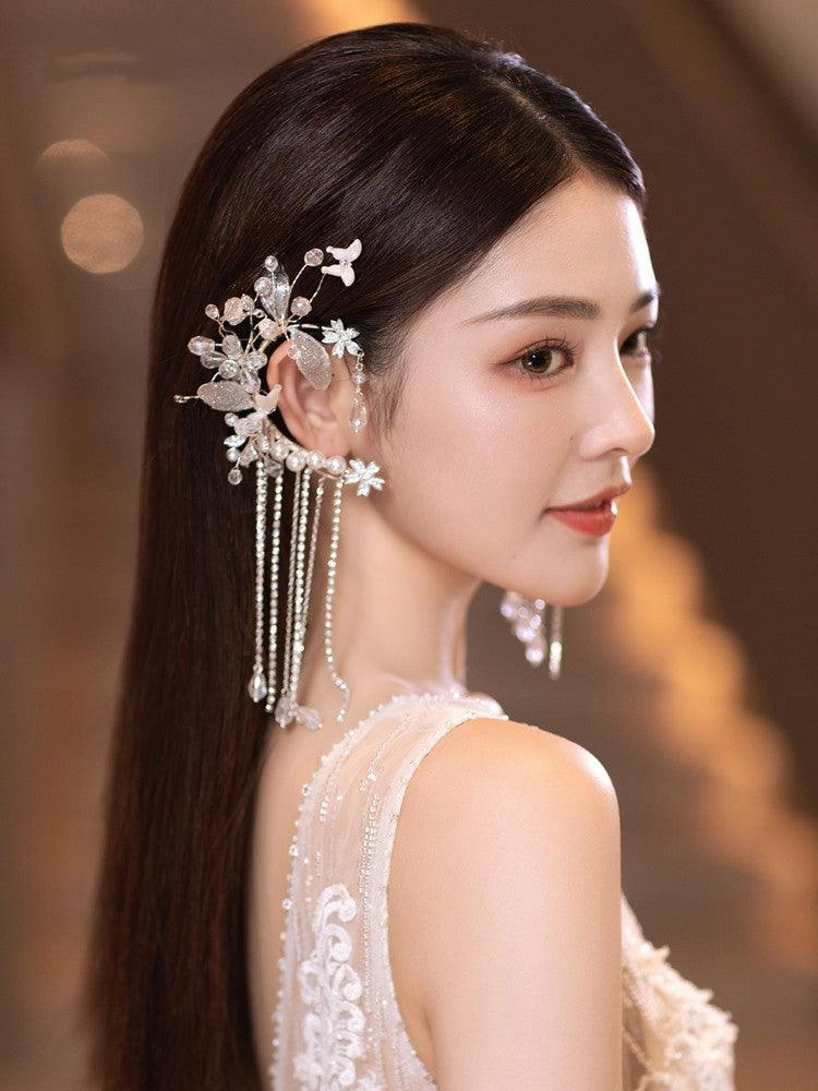 Small Flower Crystal Tassel Ear Loop