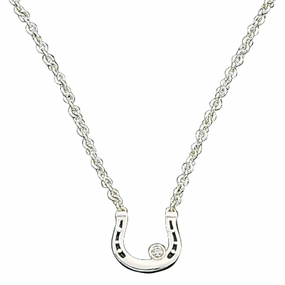 Small Horseshoe with Crystal Necklace texture-rose-gold  