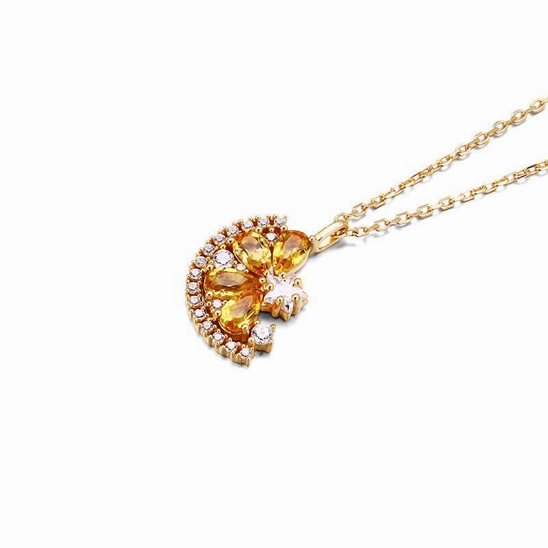 Small Lemon Slice Citrine Necklace