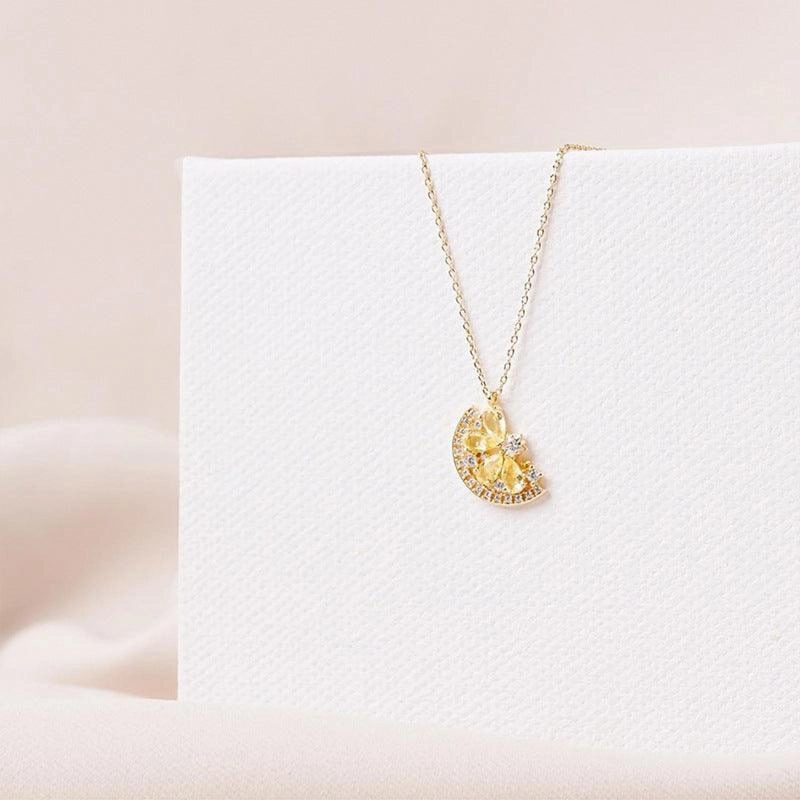 Small Lemon Slice Citrine Necklace