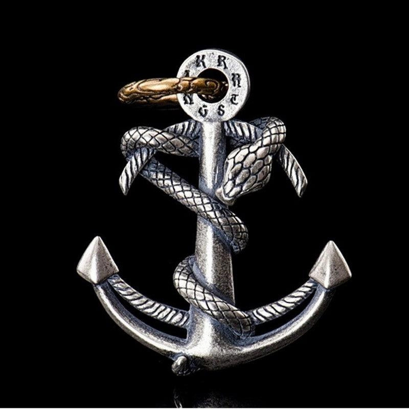 Snake Rope Anchor Pendant Punk Necklace 