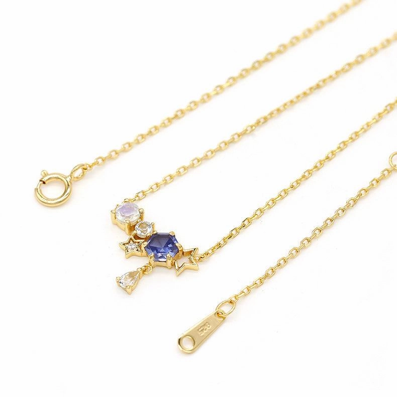 Snow Star Tanzanian Zirconium Moonstone Necklace