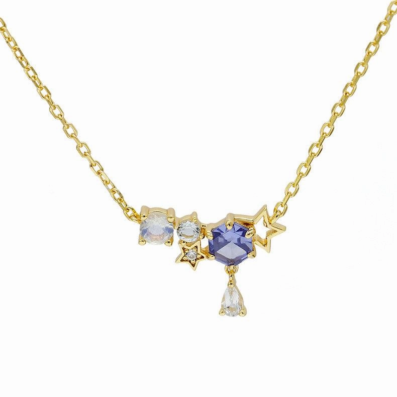 Snow Star Tanzanian Zirconium Moonstone Necklace