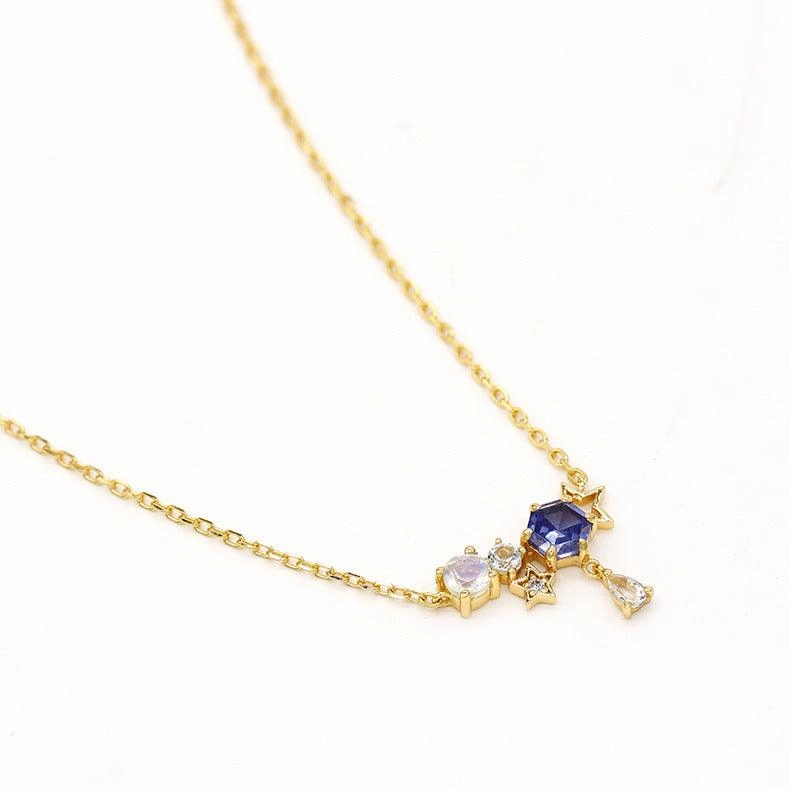 Snow Star Tanzanian Zirconium Moonstone Necklace