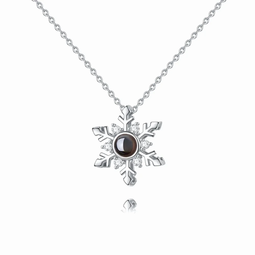 Snowflake Fashion Collarbone Chain Necklace With Picture Inside