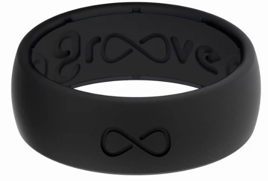 Solid Black Groove Ring texture-rose-gold  