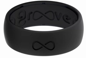 Solid Black Groove Ring texture-rose-gold  
