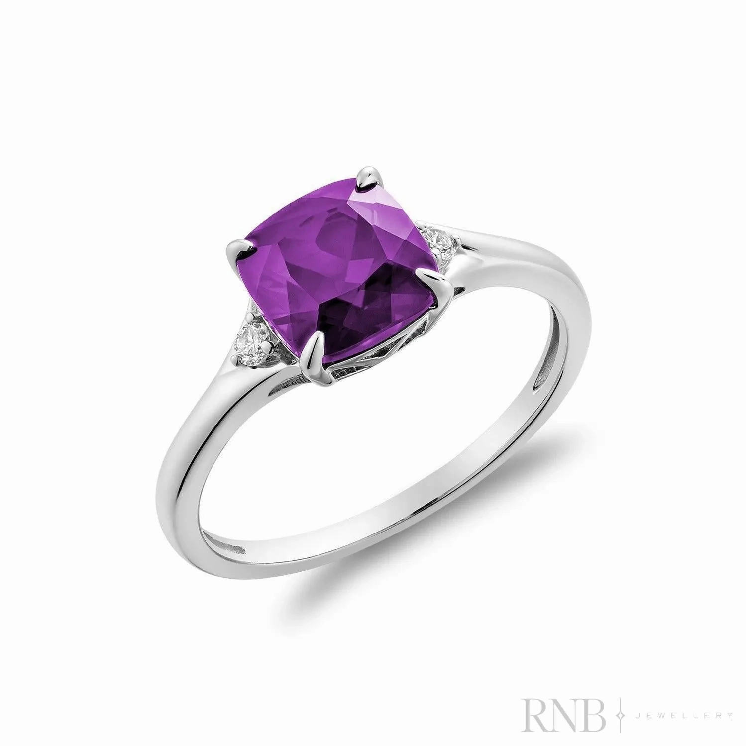 Solitaire Cushion Cut Gemstone &amp; Diamond Ring