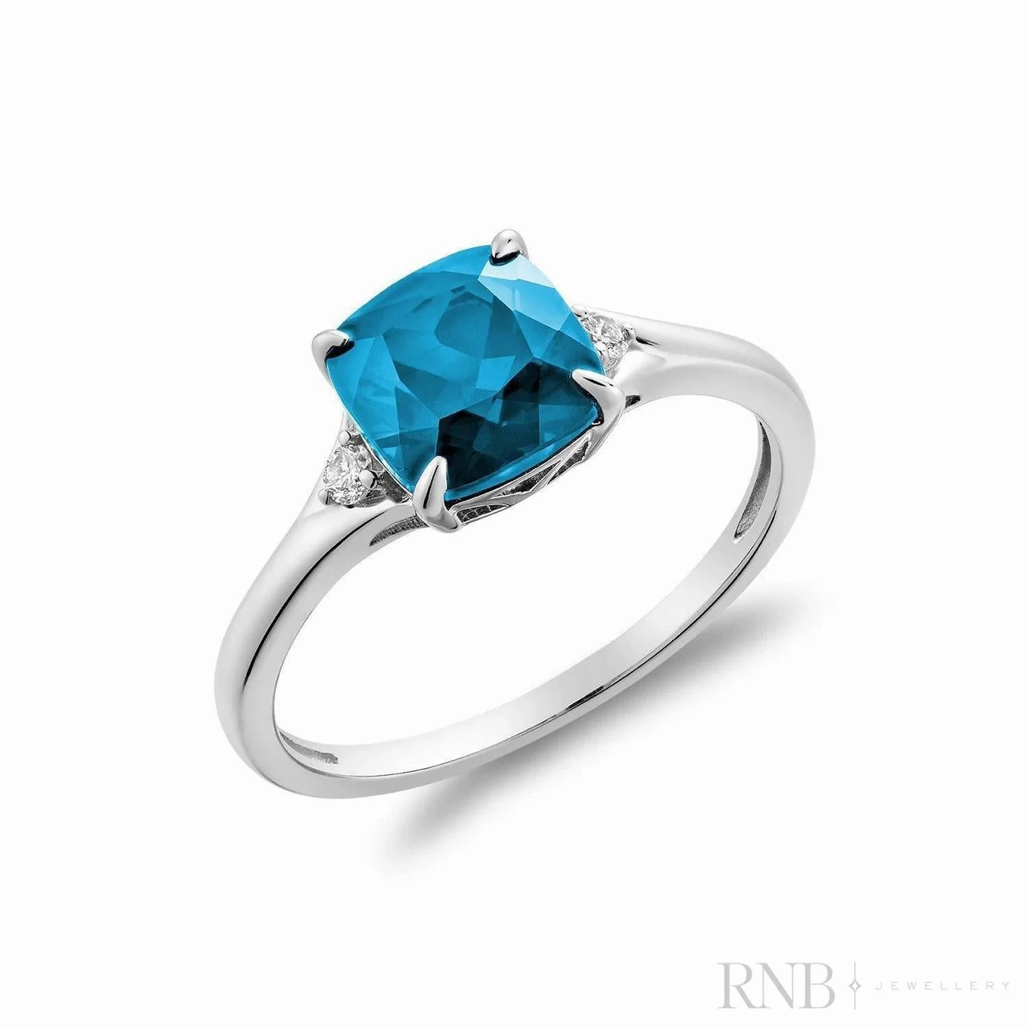 Solitaire Cushion Cut Gemstone &amp; Diamond Ring