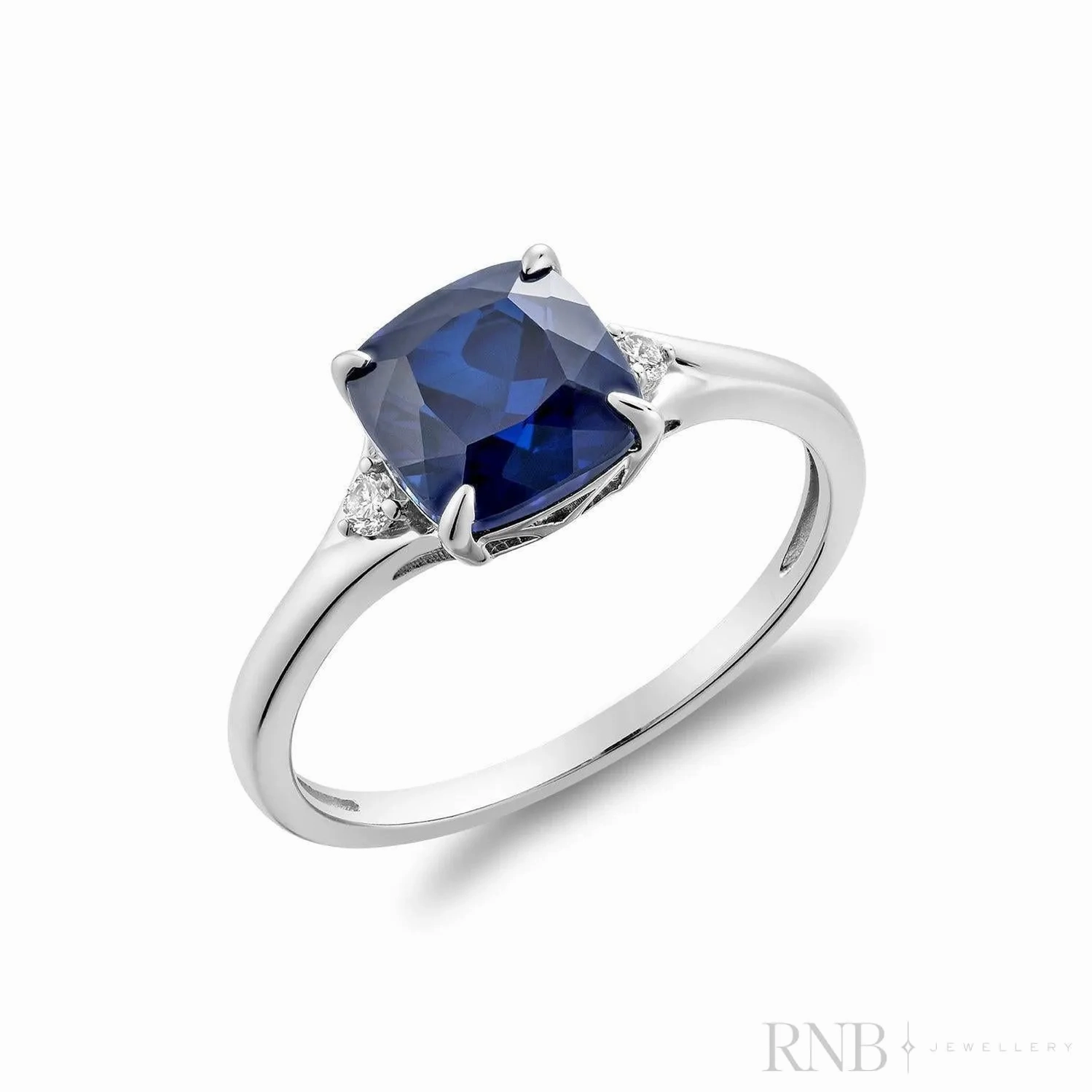 Solitaire Cushion Cut Gemstone &amp; Diamond Ring