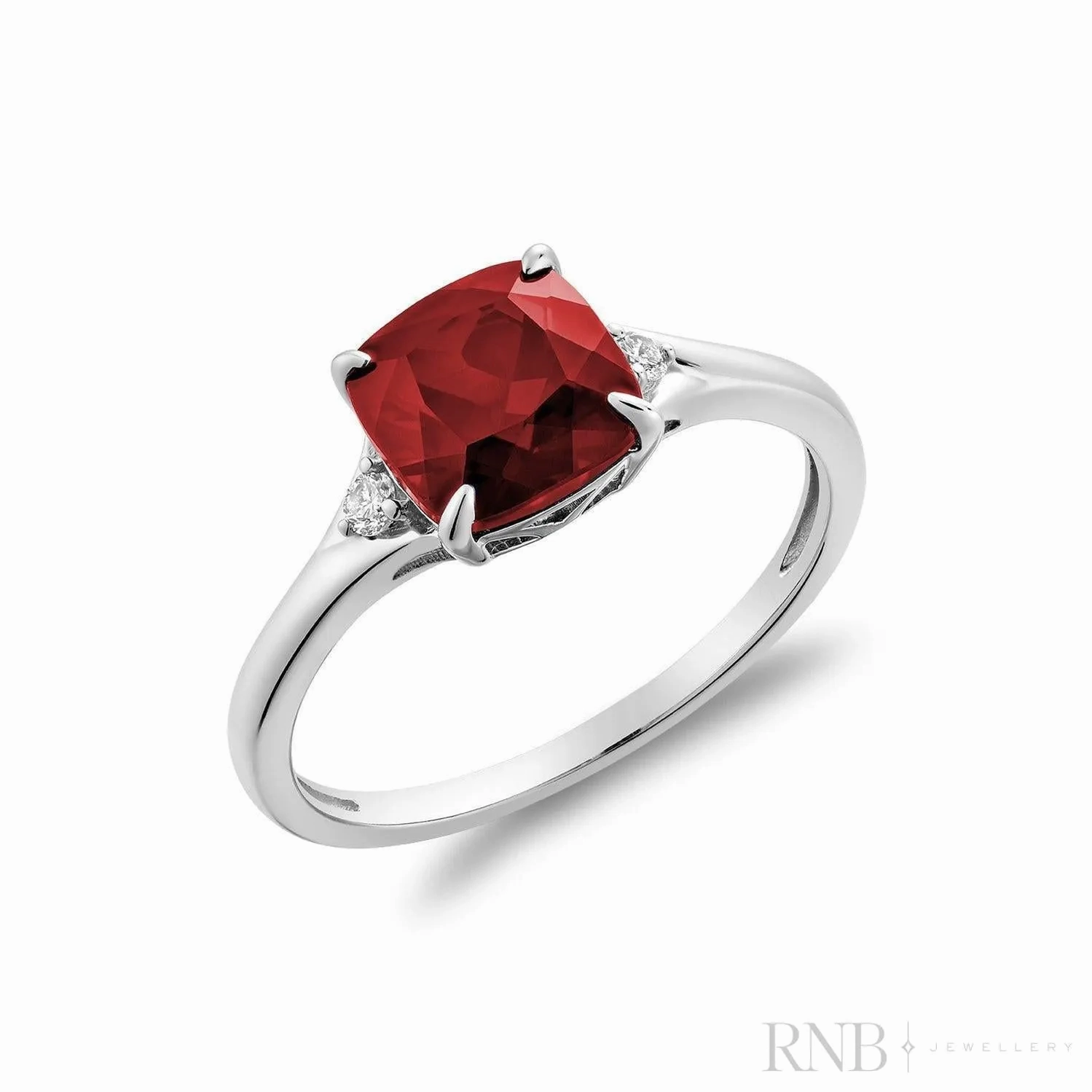Solitaire Cushion Cut Gemstone &amp; Diamond Ring