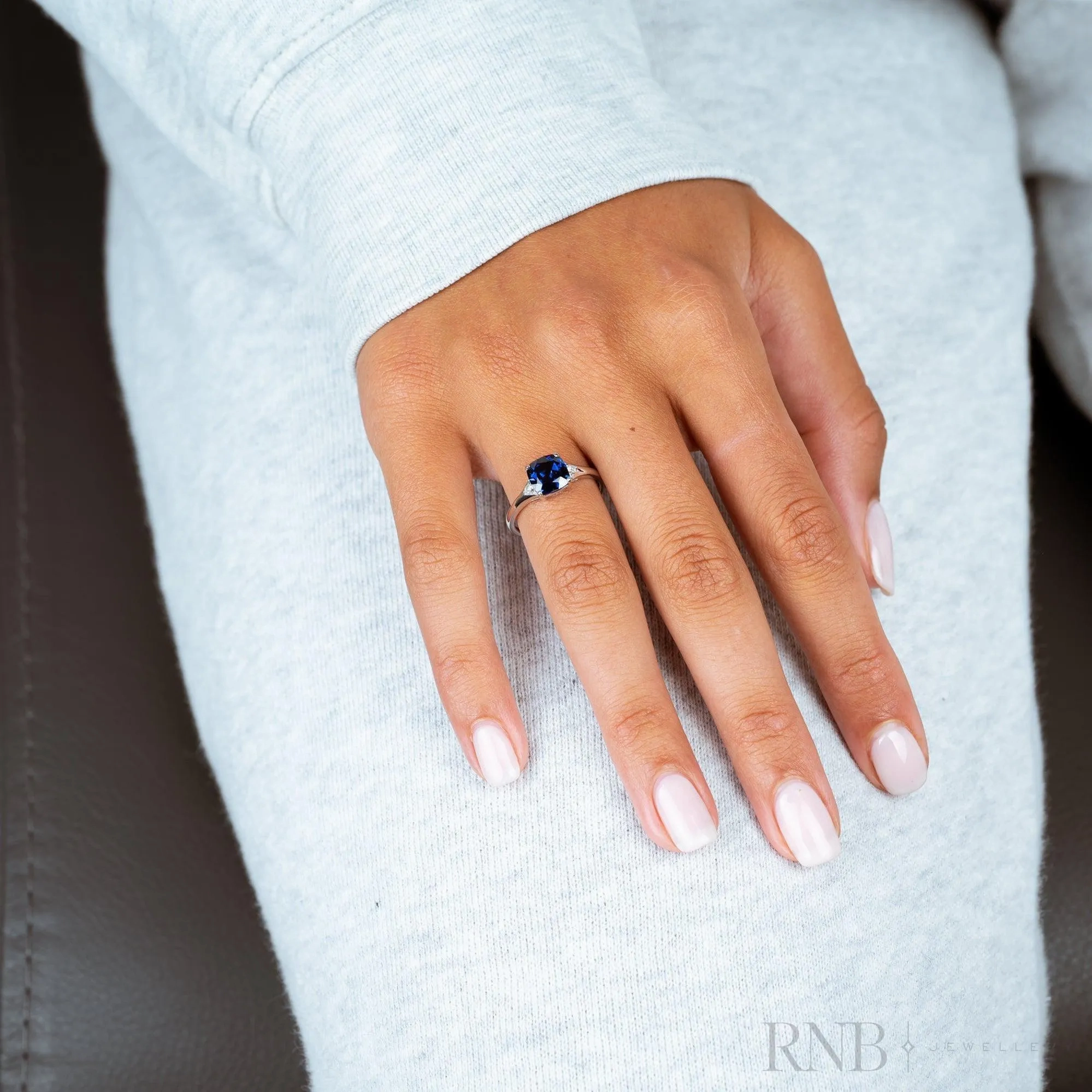 Solitaire Cushion Cut Gemstone &amp; Diamond Ring