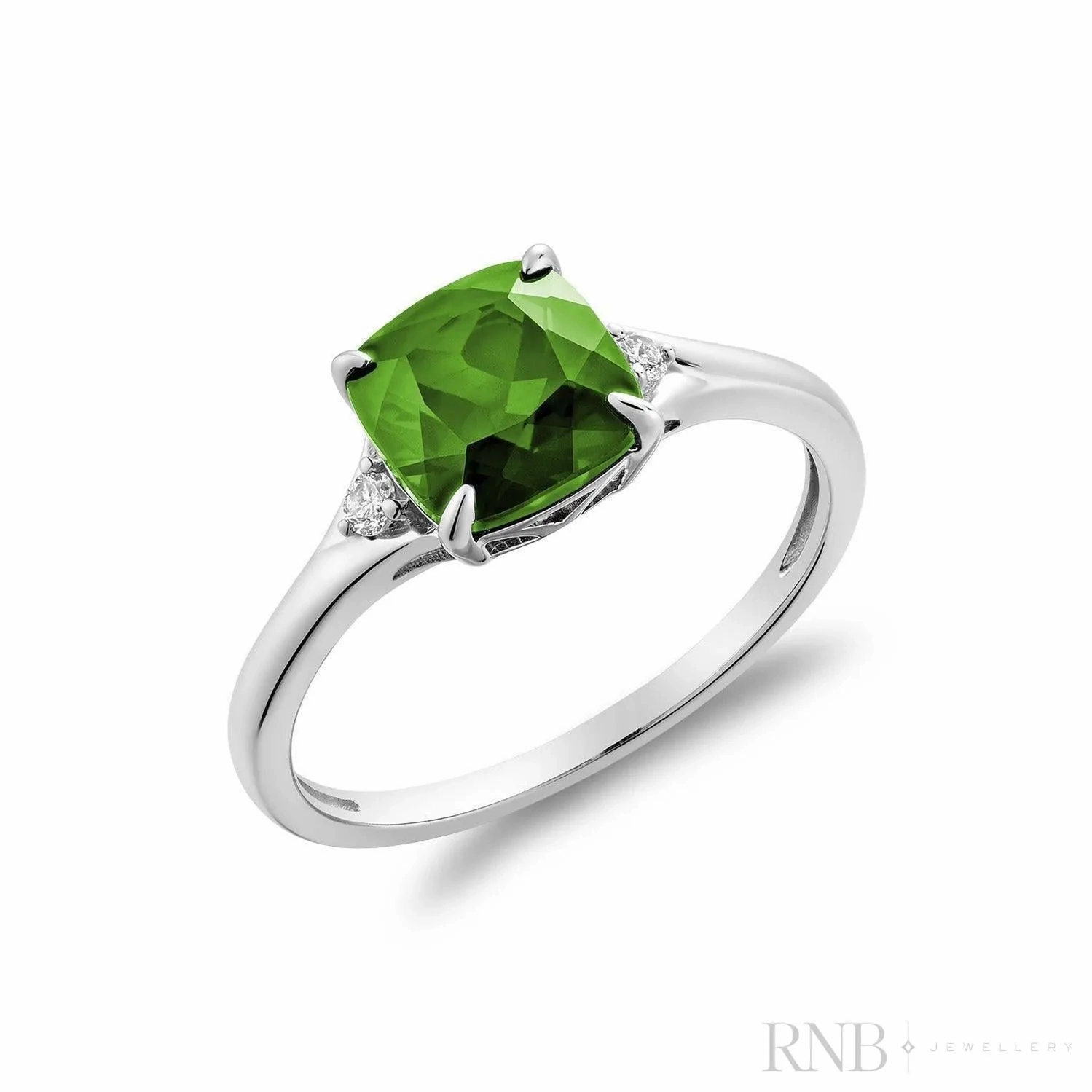 Solitaire Cushion Cut Gemstone &amp; Diamond Ring