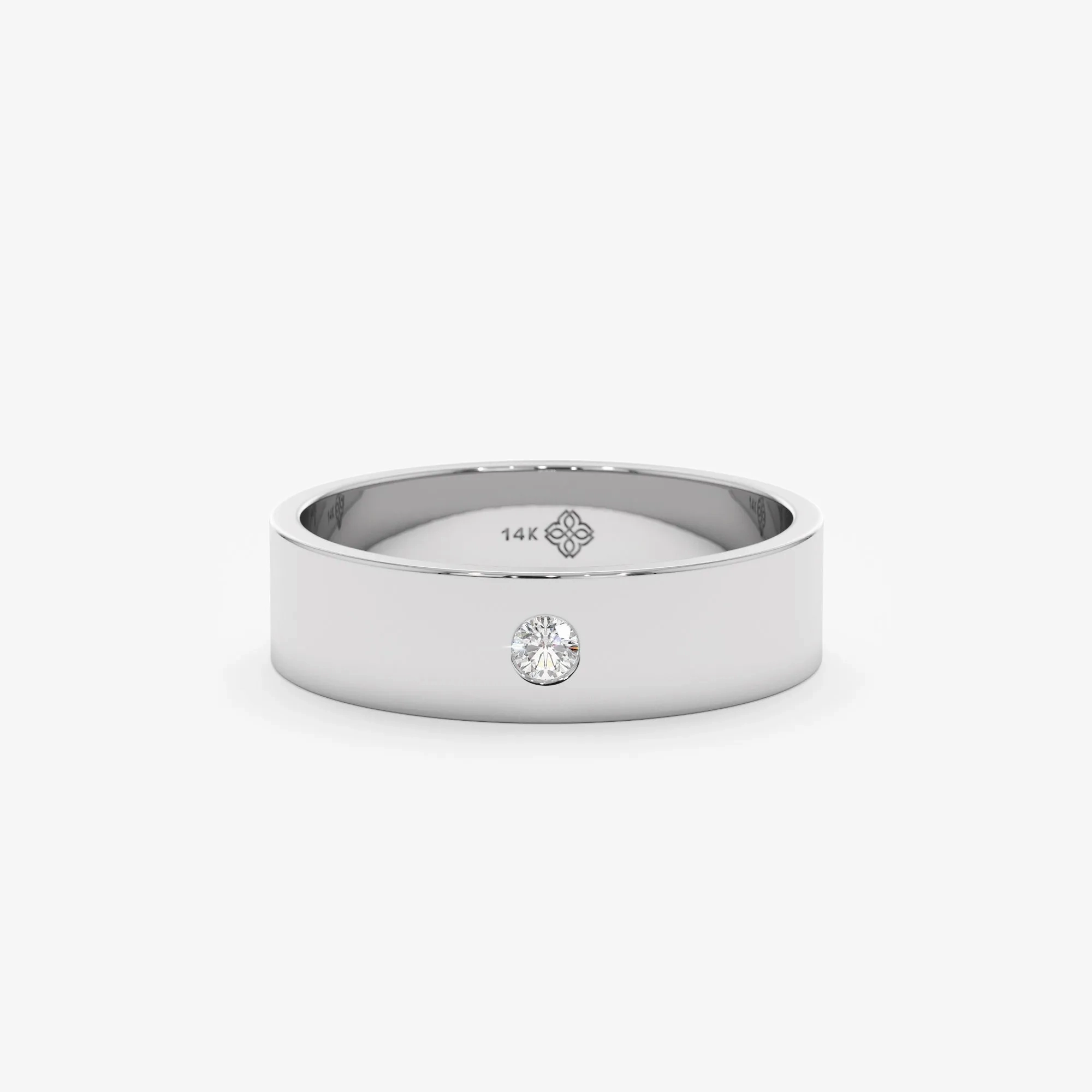 Solitaire Diamond Wedding Band, Violet