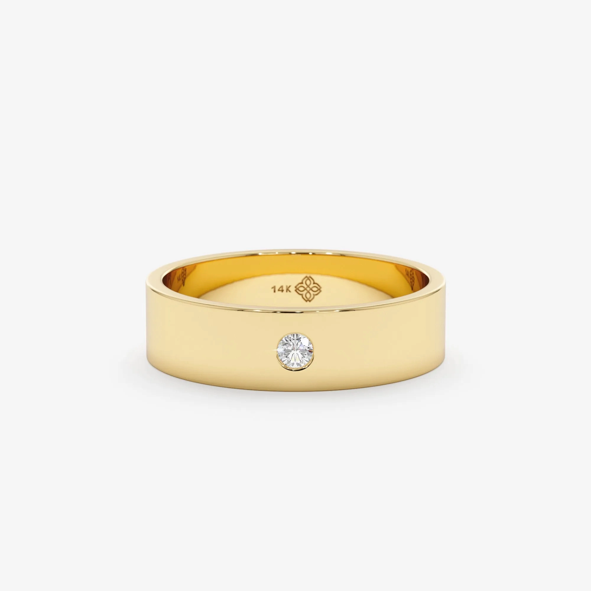 Solitaire Diamond Wedding Band, Violet