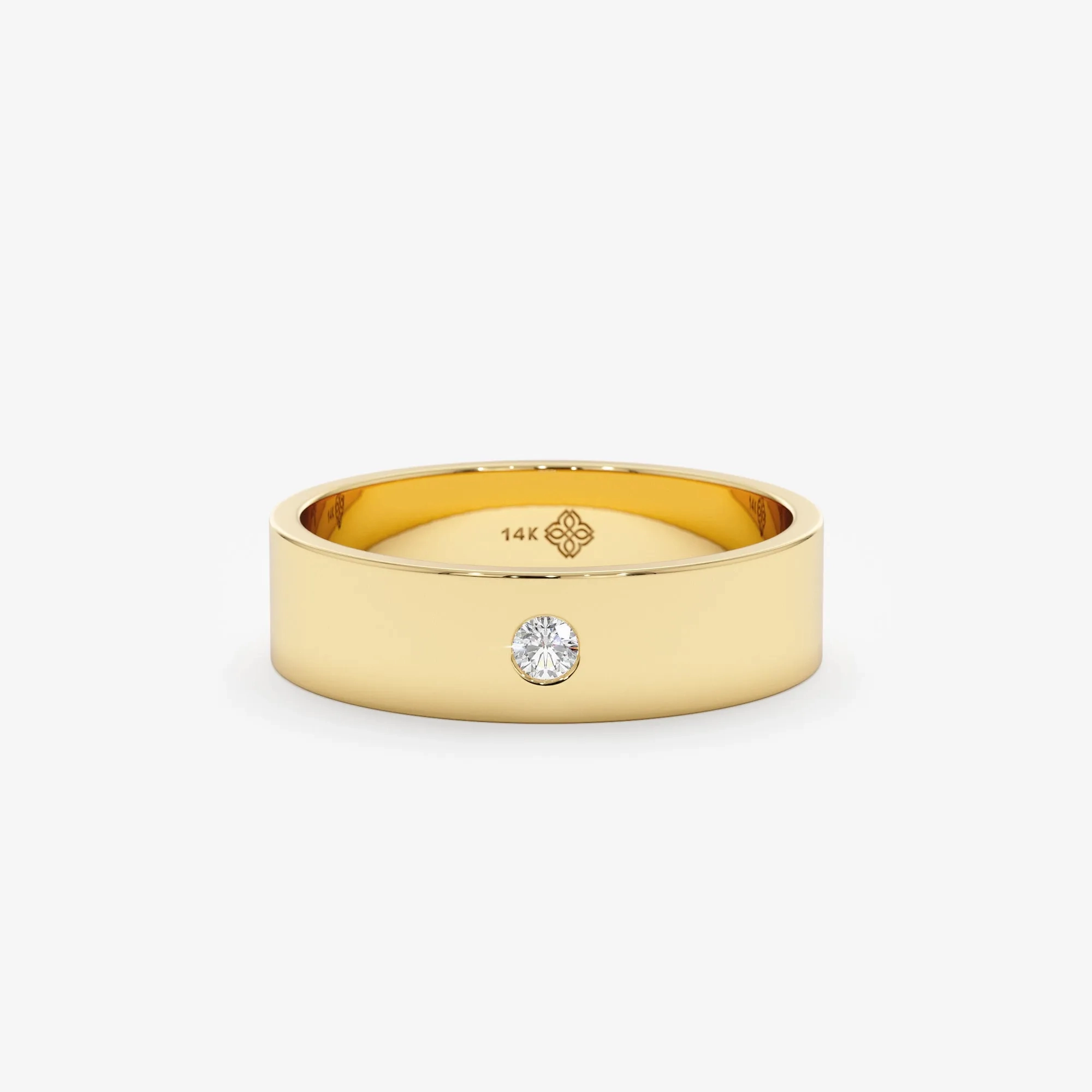 Solitaire Diamond Wedding Band, Violet