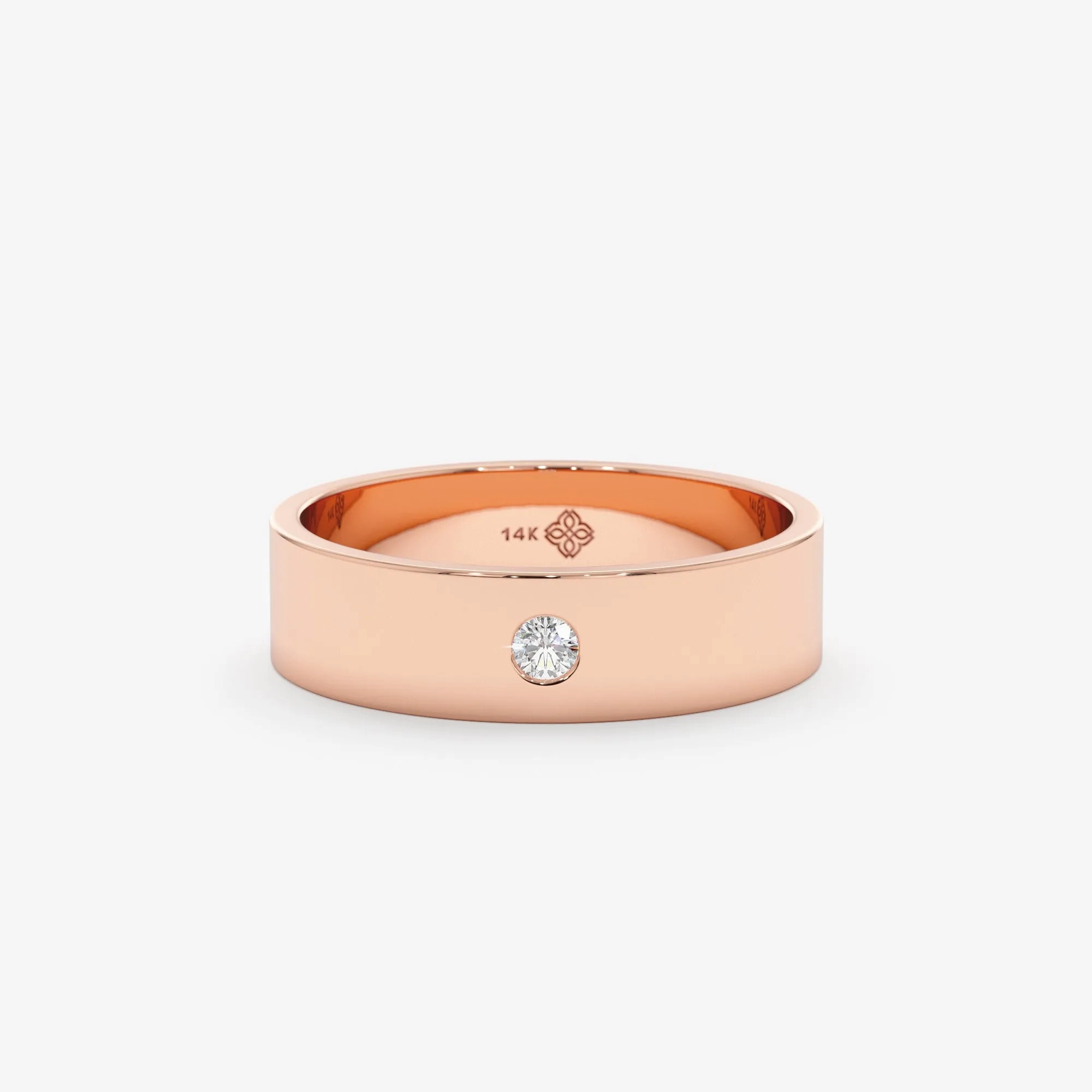 Solitaire Diamond Wedding Band, Violet