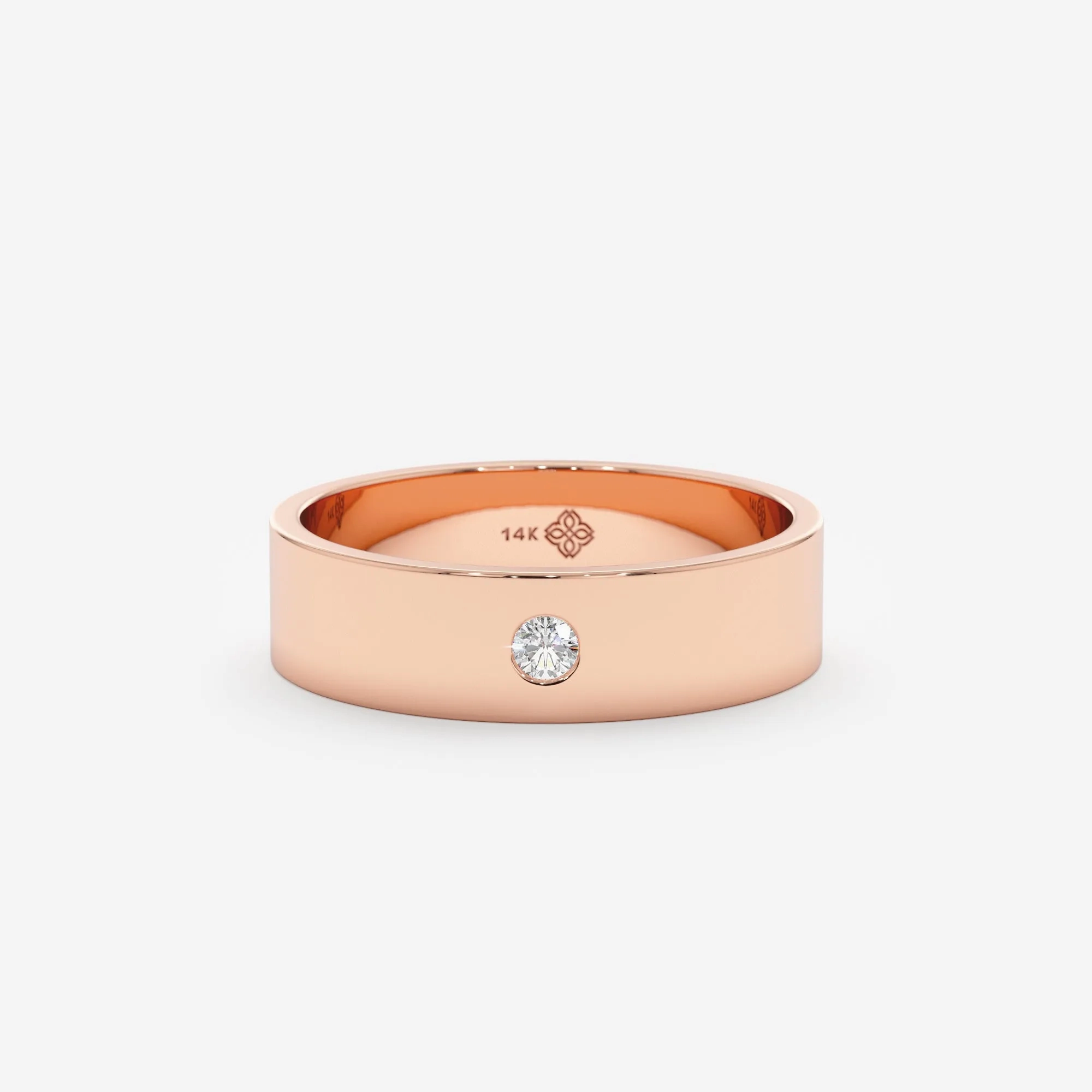 Solitaire Diamond Wedding Band, Violet