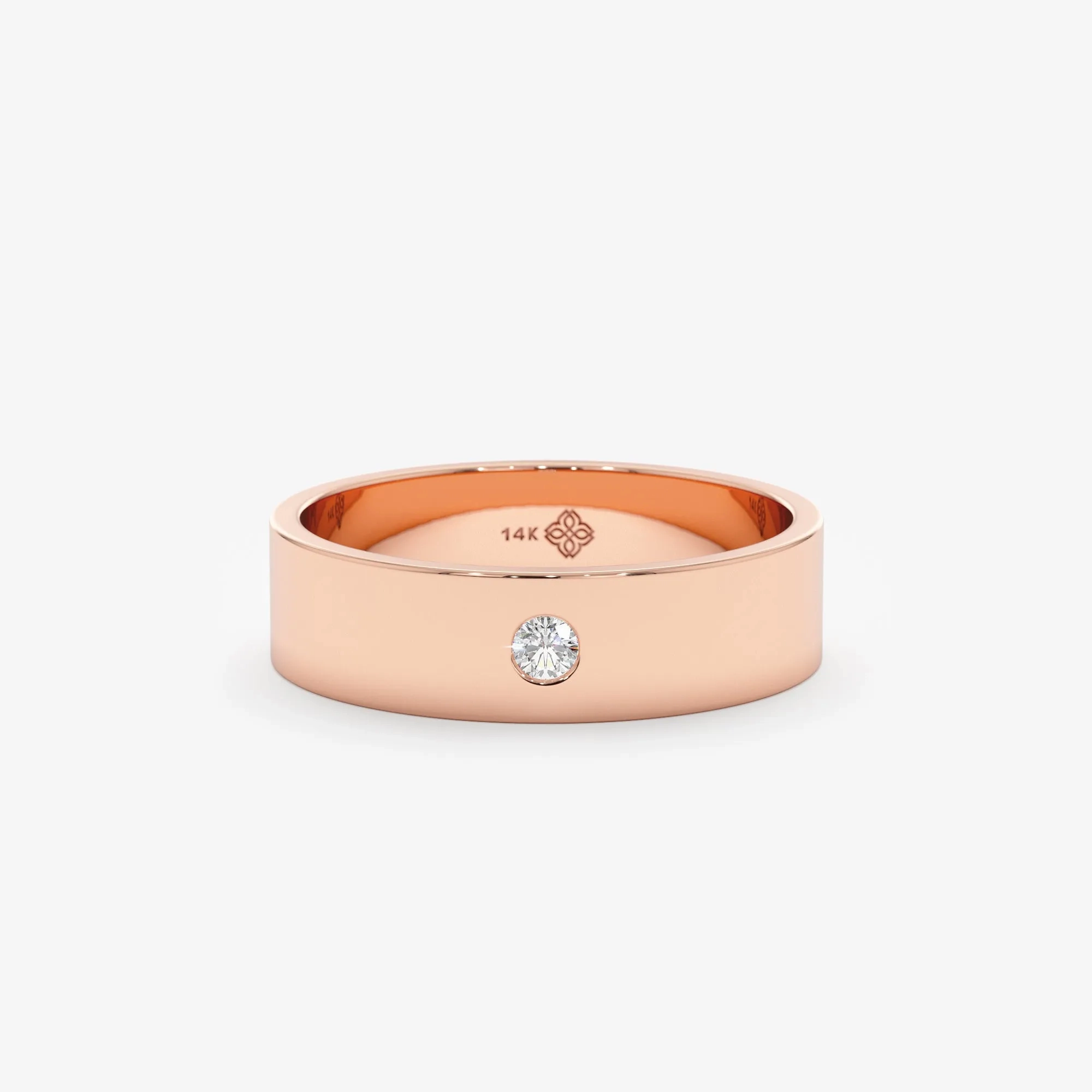 Solitaire Diamond Wedding Band, Violet
