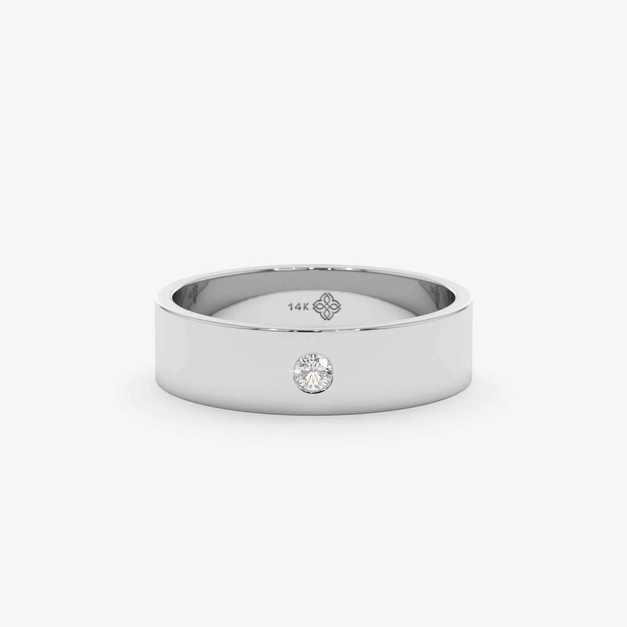 Solitaire Diamond Wedding Band, Violet