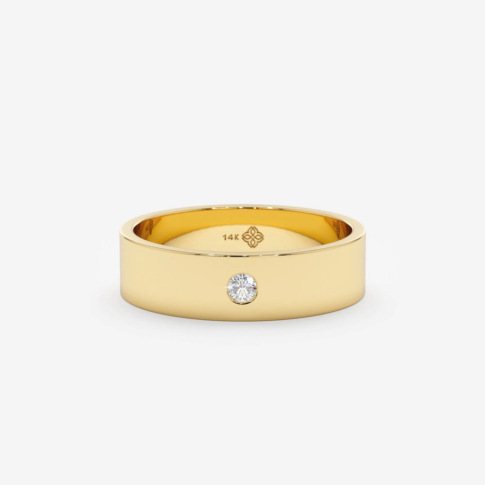 Solitaire Diamond Wedding Band, Violet
