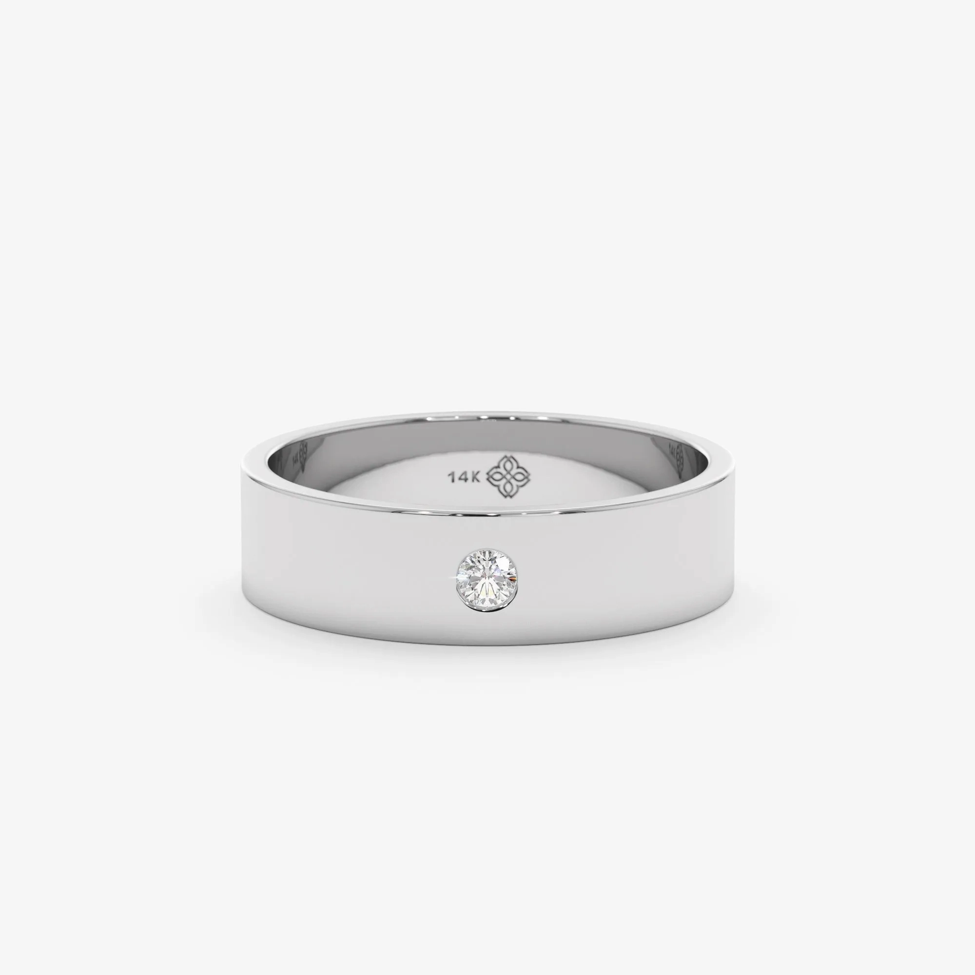 Solitaire Diamond Wedding Band, Violet