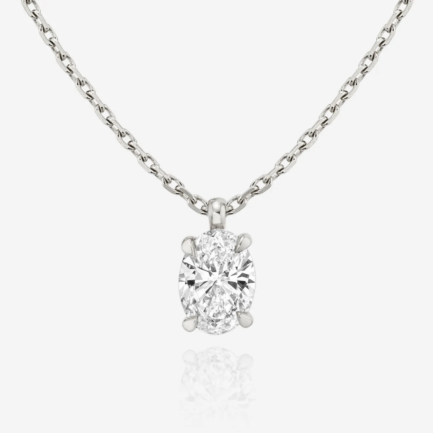 Solitaire Oval 14K Gold Necklace w. Lab-Grown Diamond