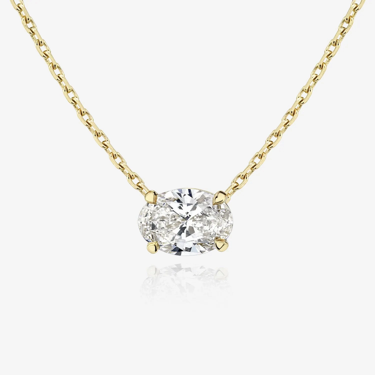 Solitaire Oval 14K Rosegold Necklace w. Lab-Grown Diamond