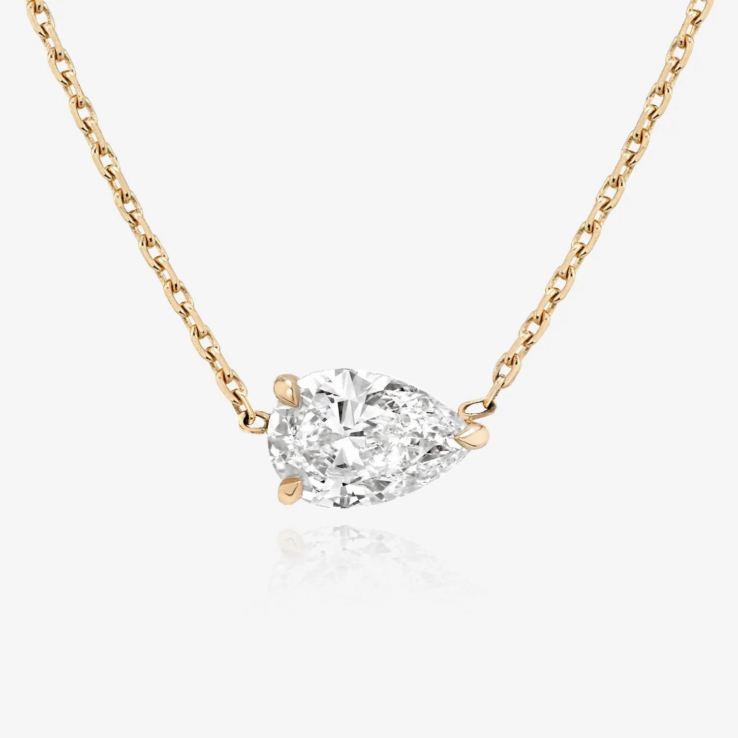 Solitaire Pear 14K Whitegold Necklace w. Lab-Grown Diamond