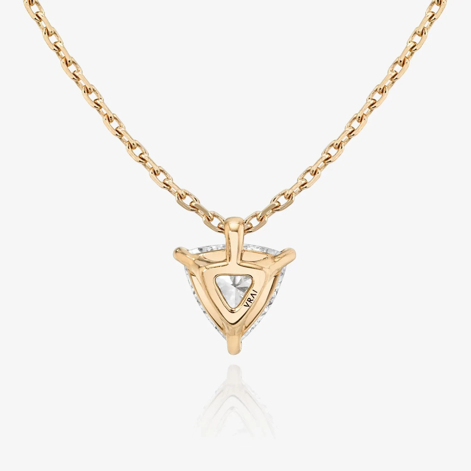 Solitaire Trillion 14K Rosegold Necklace w. Lab-Grown Diamond