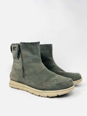 Sorel Größe 9 Olivfarbene Reißverschluss Wildleder Schuhe Knöchelstiefel