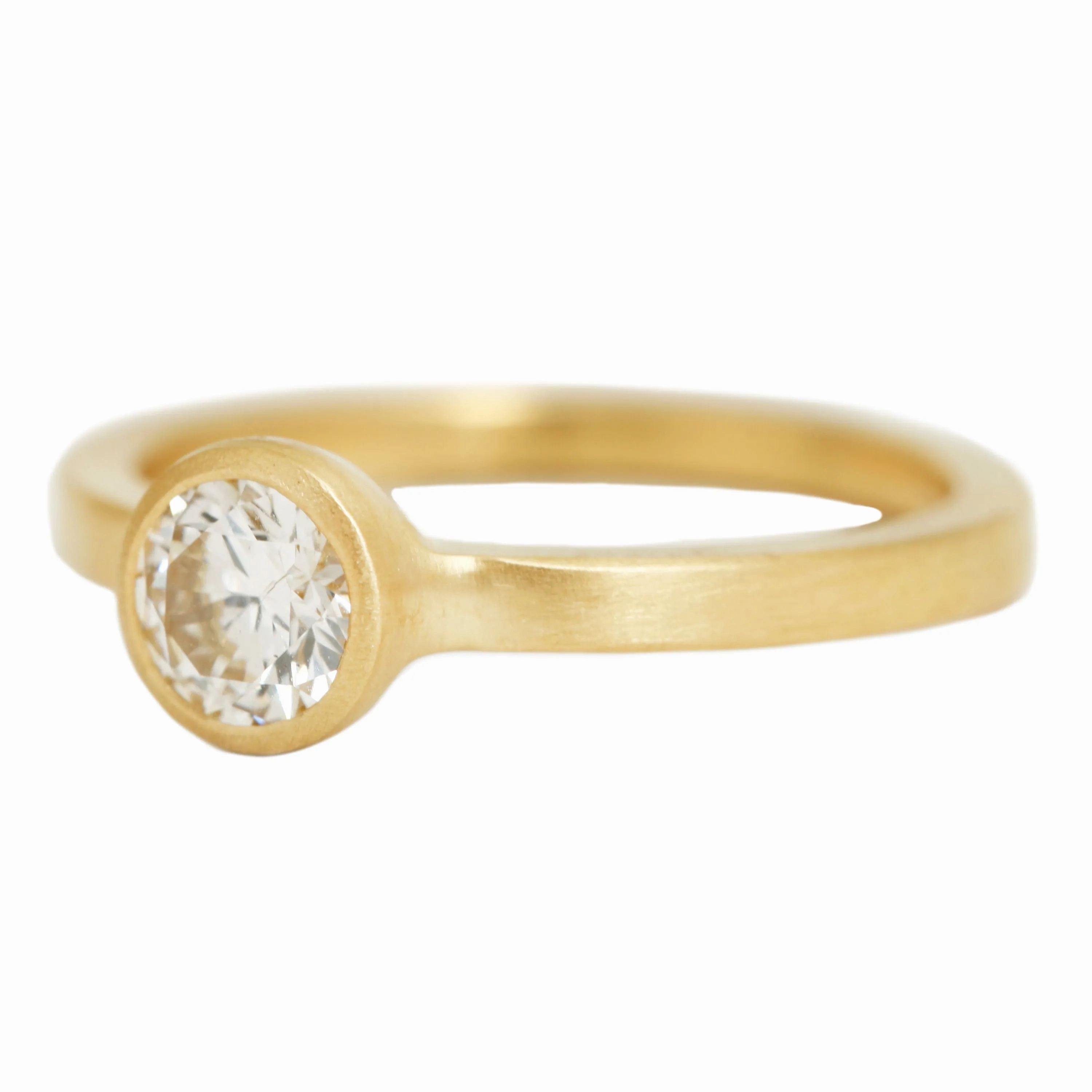 Square Band White Diamond Solitaire