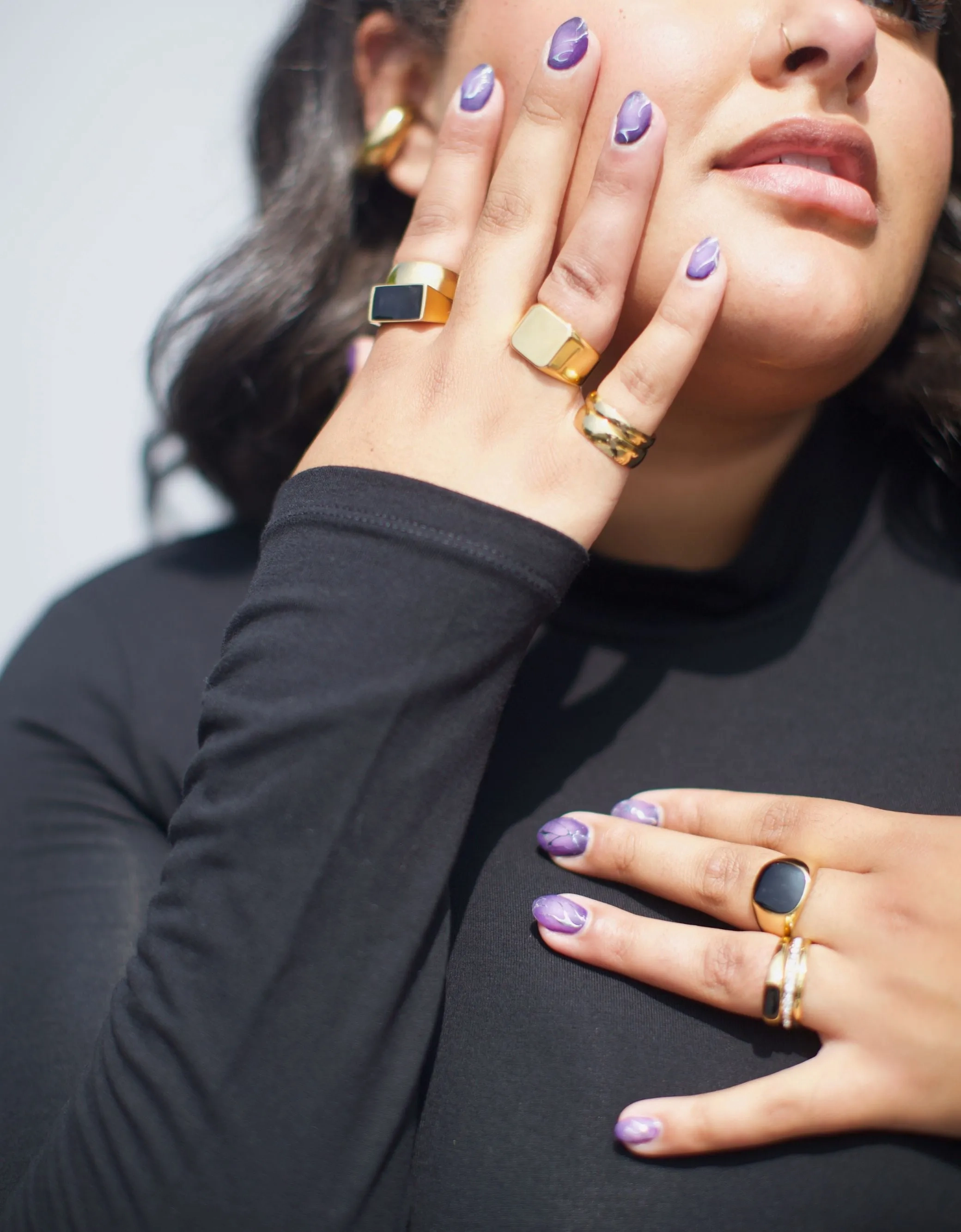 Square Signet Ring- Black / Gold