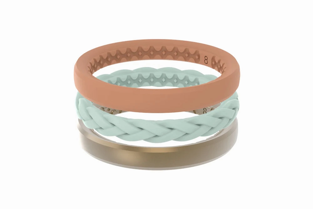 Stackable Gold Coast Groove Ring texture-rose-gold  